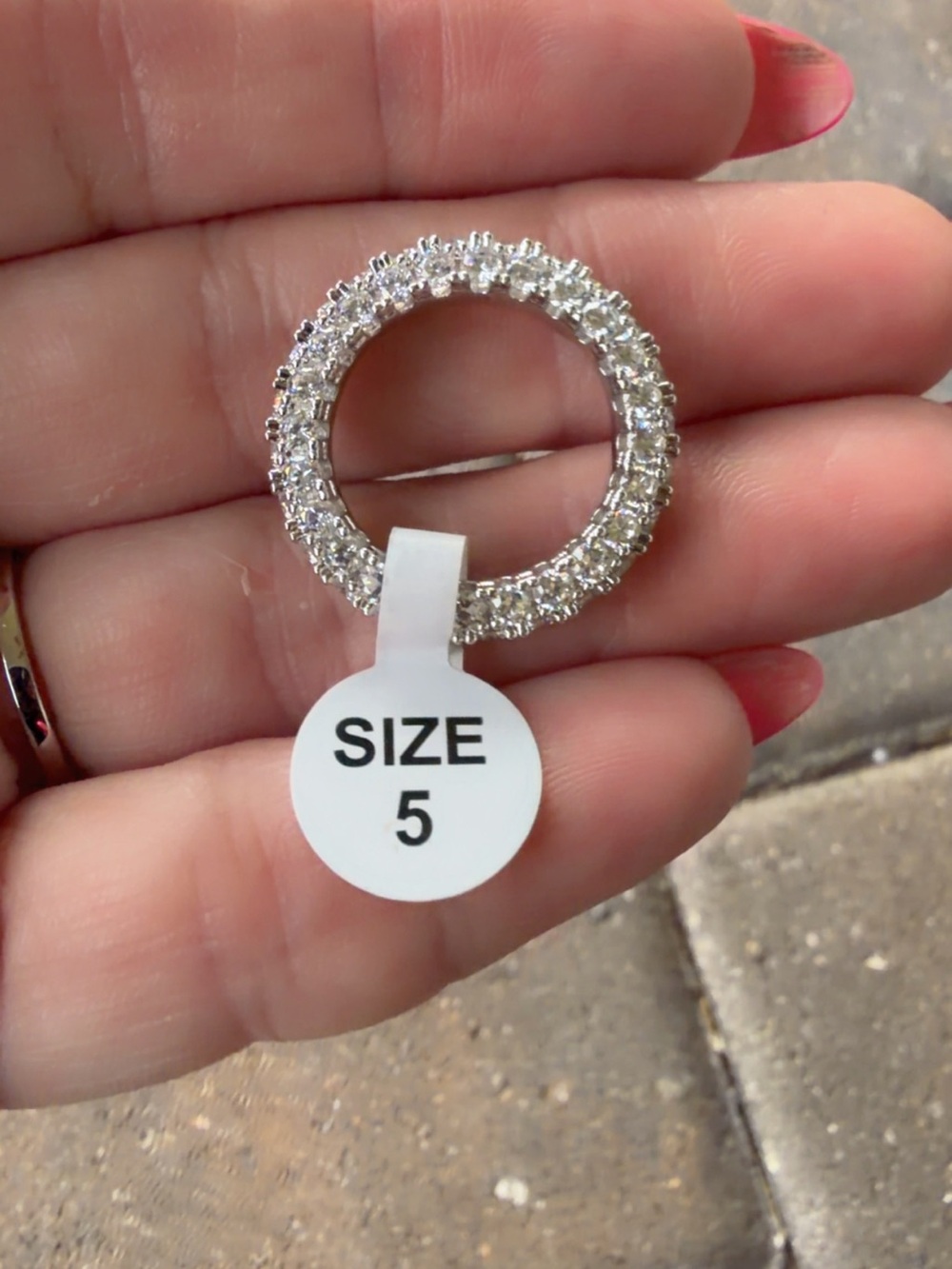 Eternity Band Ring Size 5 | White Gold filled Pave AAA CZ - Picture 6 of 10